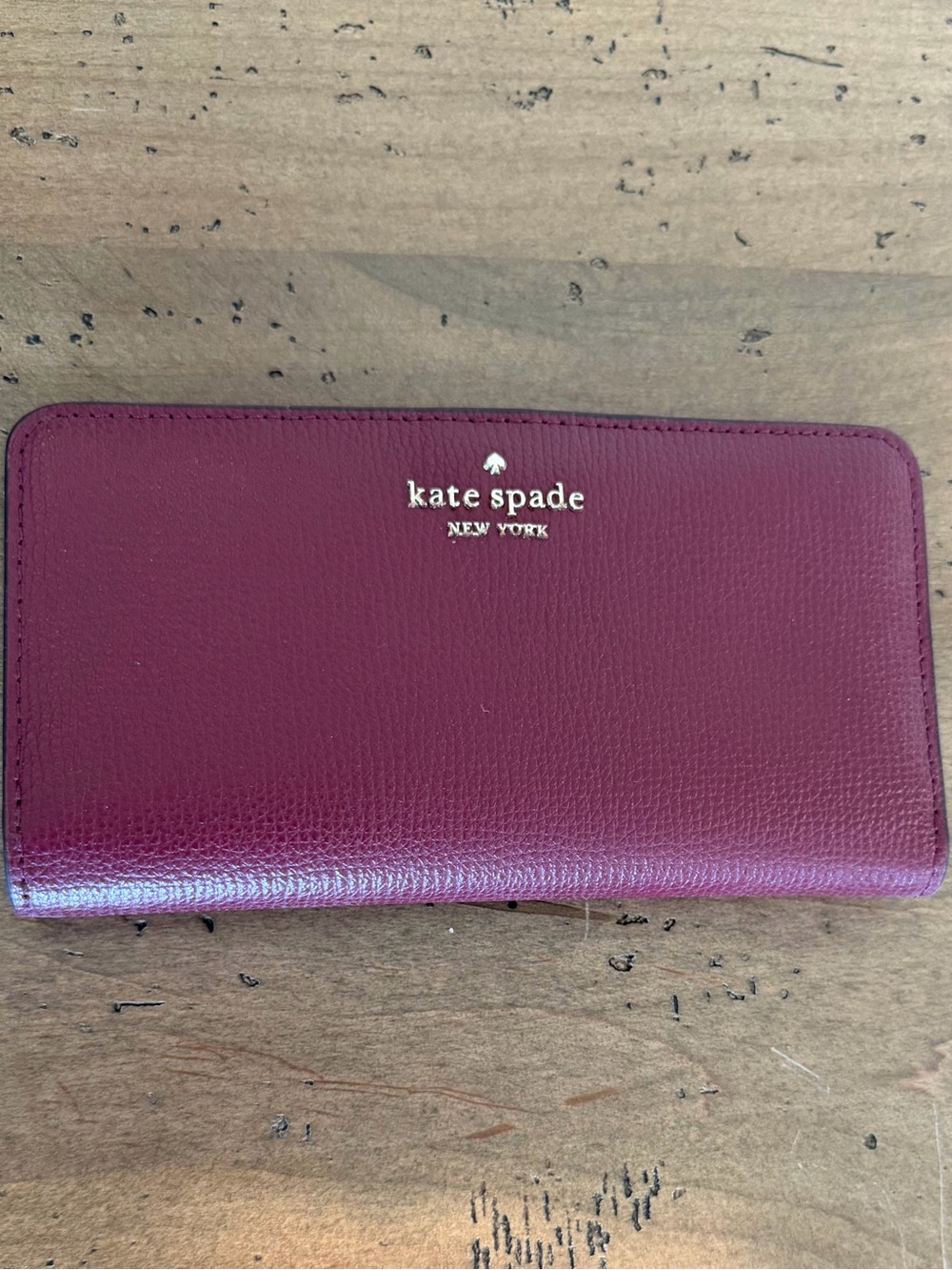 kate spade Burgundy Leather Wallet with Gold Logo